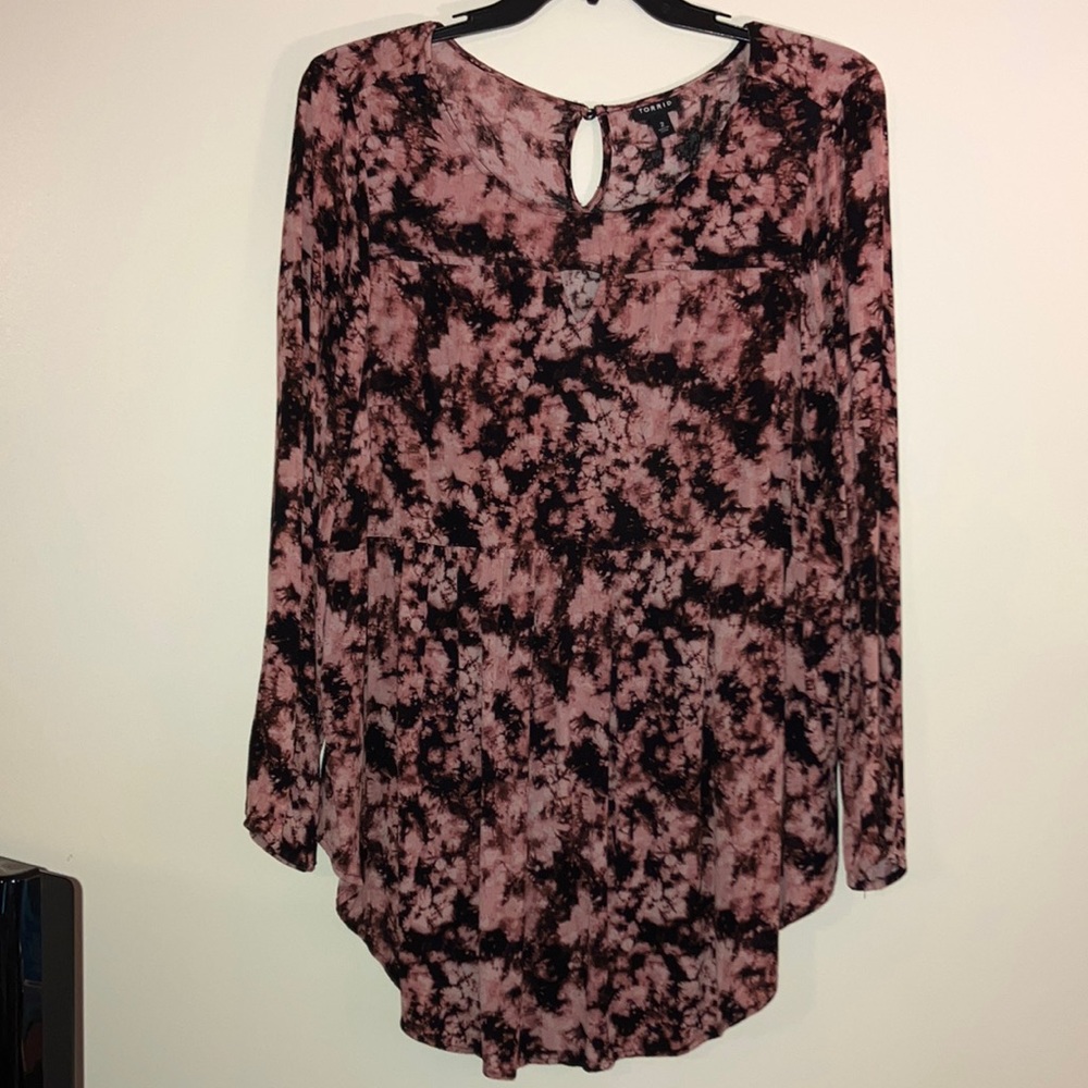 Torrid baby doll Gause key hall tie-dyed tunic top 2X 2
